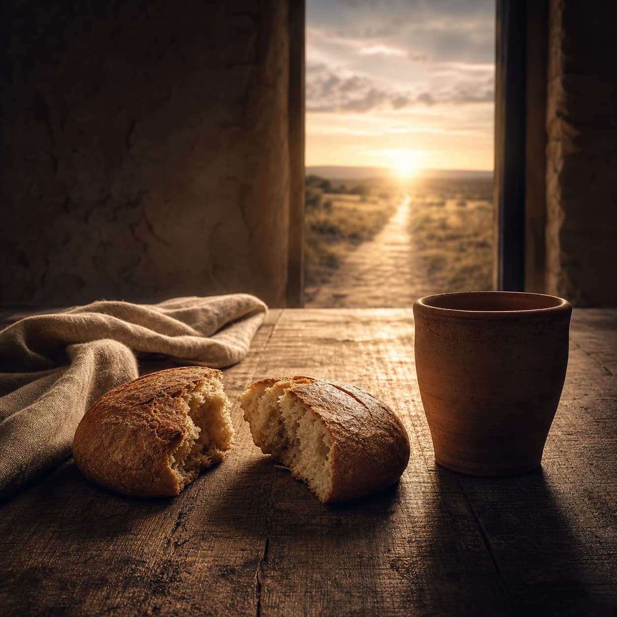 Illustration du chant « À la table du Seigneur » par Collectif Lumière.