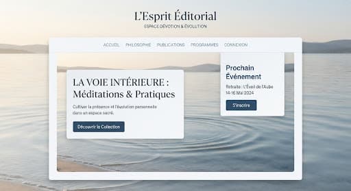 Eau ondulant doucement et reflétant la pâle lumière du matin, tons bleus ardoise et sable