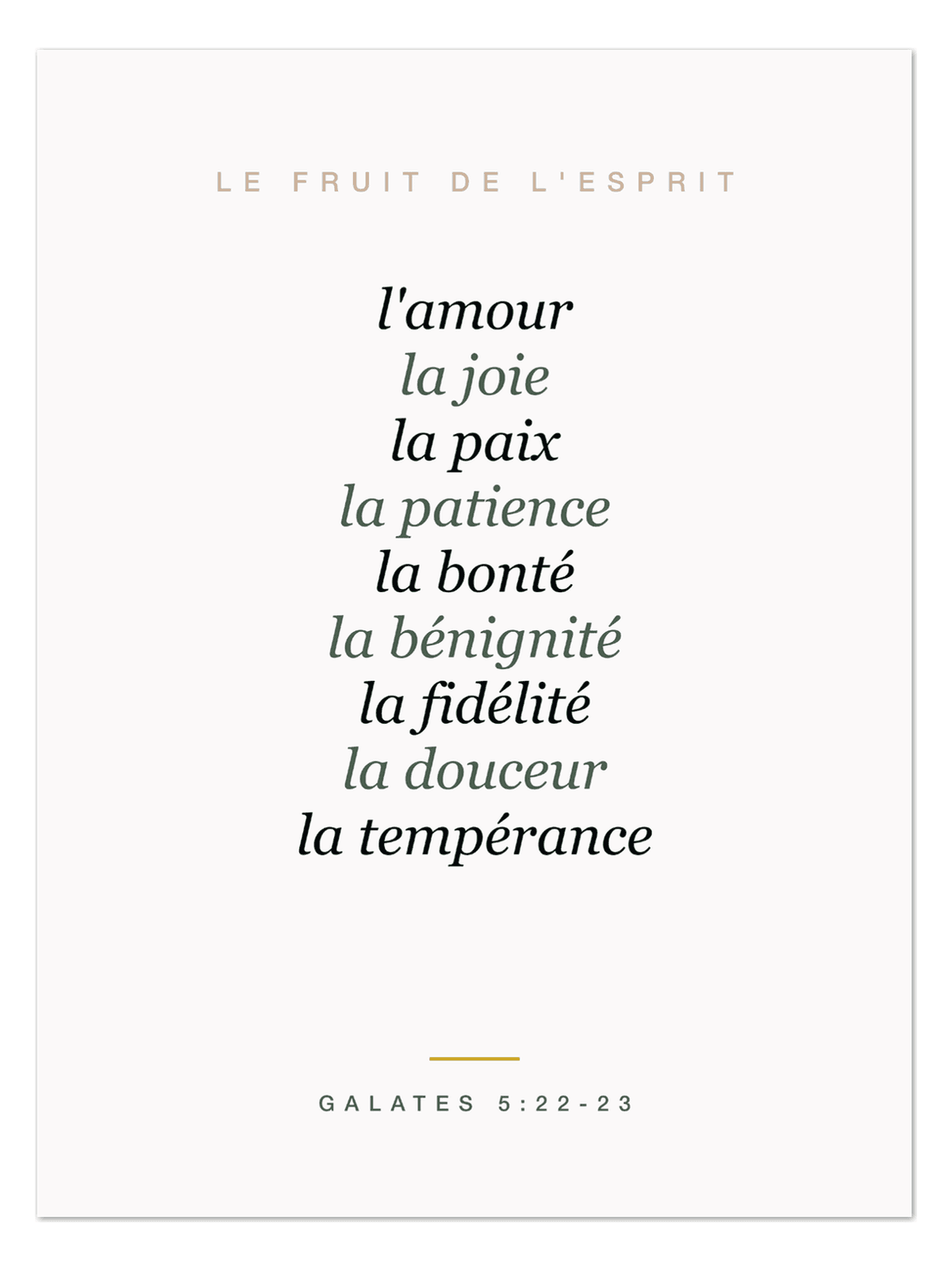 Affiche « Le fruit de l'Esprit »
