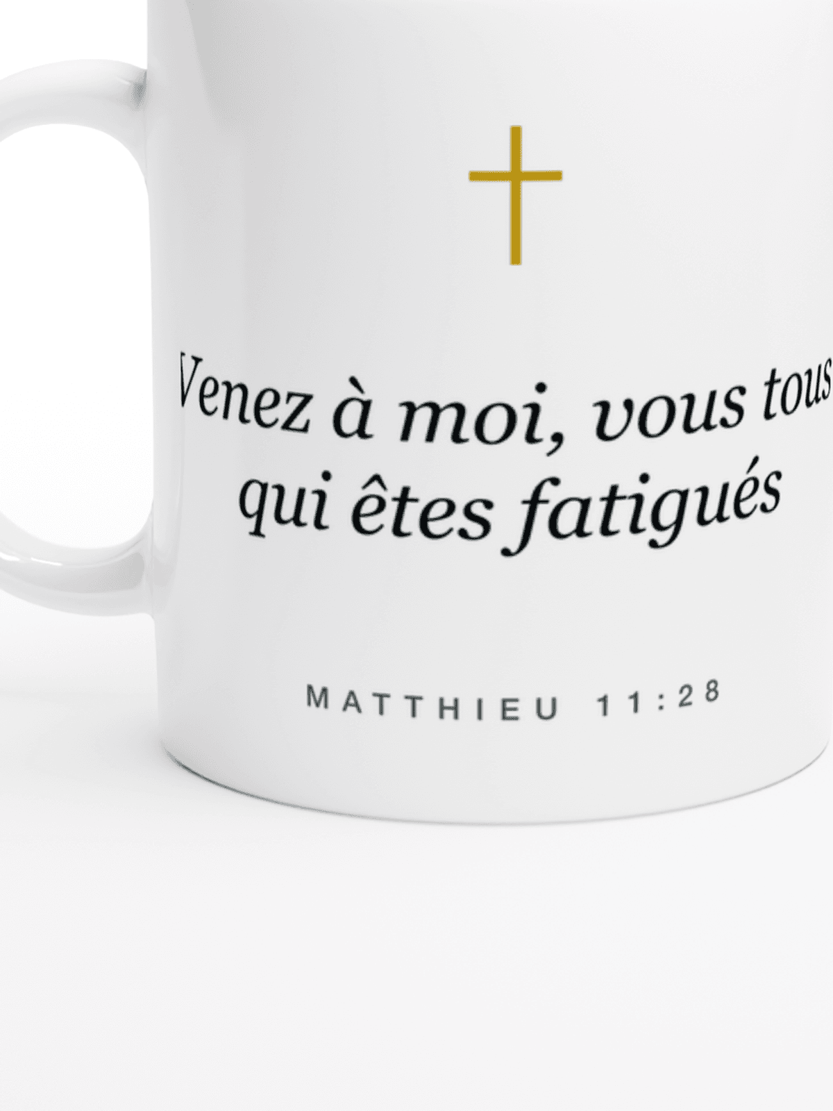 Mug « Venez à moi », gros plan sur l'impression